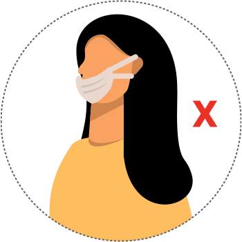 Não utilize a máscara abaixo do nariz