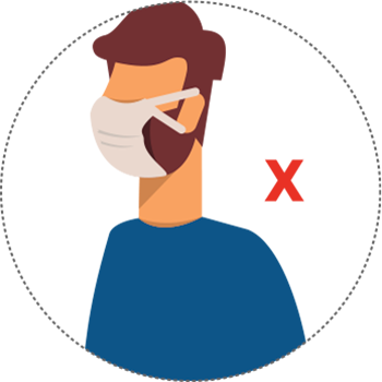 Não deixe a máscara frouxa, permitindo espaços abertos